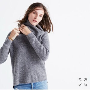 Madewell Convertible Cowl Neck Grey Marbled Sweater Size Small